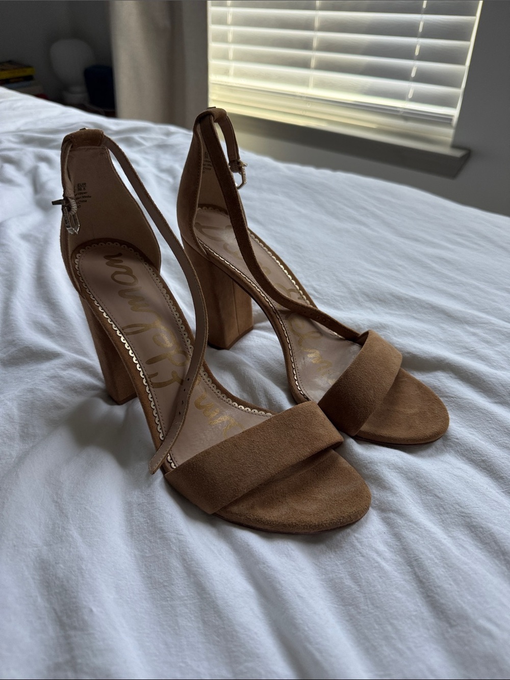 Sam Edelman Tan Suede Block Heel Sandals